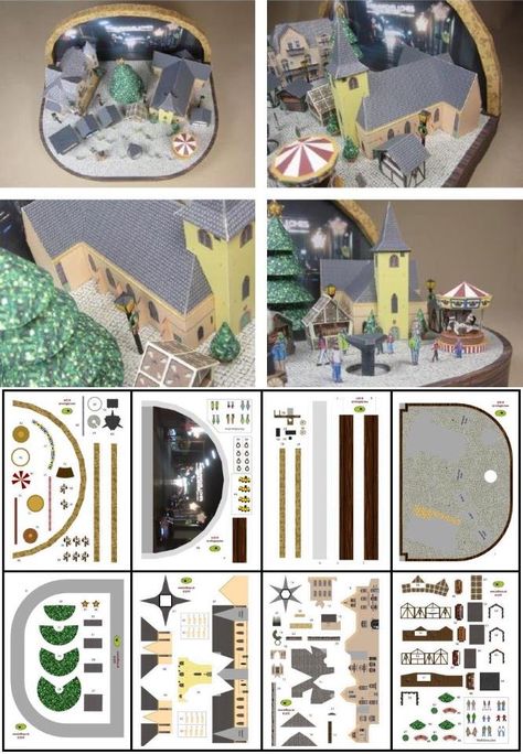 Paper Diorama Templates, Paper Houses Diy, Paper Craft Diorama, Miniature Paper Crafts, Diorama Paper, Paper Diorama, Paper Models House, Christmas Papercraft, Paper Toy Printable