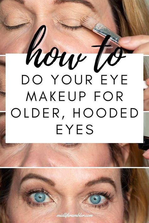 Struggling with eye makeup for your aging, hooded, droopy eyes? This eyeshadow tutorial has tons of tips to enhance your look. Step-by-step instructions showing just what to do. Lots of options and helpful videos! How To Do Makeup On Hooded Eyes, Eye Makeup For Older Women Over 50, Makeup For Droopy Eyes, Makeup For Hooded Eyelids, Eye Makeup For Hooded Eyes, Eyeshadow For Hooded Eyes, Hooded Eye Makeup Tutorial, Hooded Eyelids, Droopy Eyelids