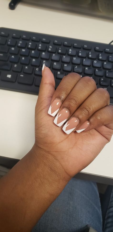 White French Tip With Line Under, Short French Tip With Silver Line, Inverted French Nails, Black Tipped French Manicure, Gold Tipped French Manicure, Gold Outline French Tip, Tip Nails, Short Acrylic, French Tip Nails