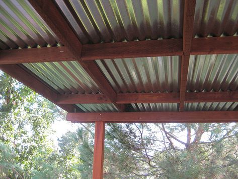 deck roof by GreenFrieda, via Flickr Deck Roof, Outdoor Covered Patio, Cheap Pergola, Metal Pergola, Pergola Design, Aluminum Pergola, Wooden Pergola, Deck With Pergola, Aluminum Roof