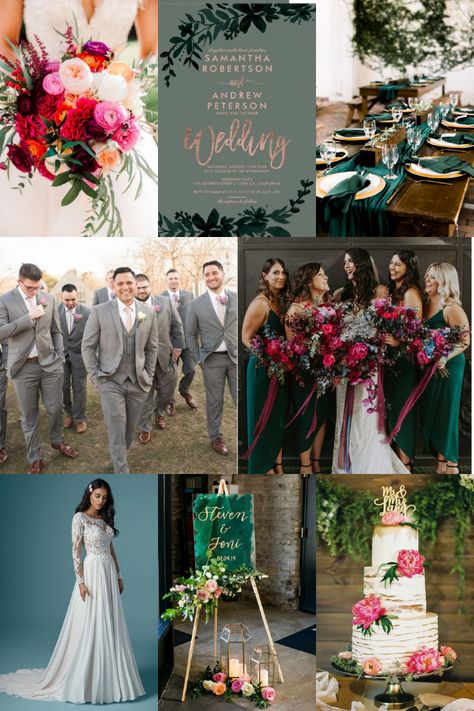 Emerald Ruby Wedding, Emerald Fuschia Gold Wedding, Emerald Green And Magenta Wedding, Emerald Green And Fuchsia Wedding, Emerald Green And Pink Bridal Party, Emerald Gold And Pink Wedding, Fushia And Green Wedding, Dark Green And Hot Pink Wedding, Fuchsia And Green Wedding