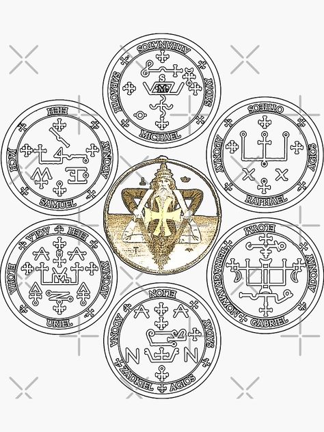 Solomon Seal Tattoo, Seal Of The Seven Archangels, Seven Archangels, Seal Of Solomon, Sacred Science, Solomons Seal, Occult Symbols, Alchemy Symbols, Esoteric Art