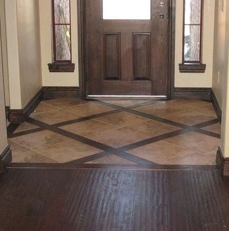 Entryway transitions into living area Entryway Tile, Entryway Flooring, Tile Wood, Tile Flooring, Flooring Ideas, Mud Room, Wood Tile, House Flooring, Floor Design