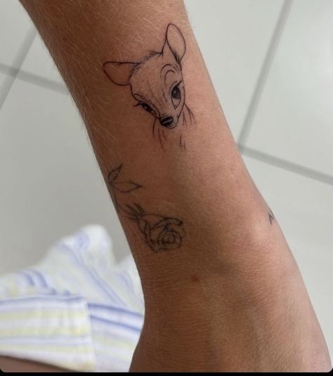 Bambi Tattoo, Brown Tattoo, Minimal Tattoo Ideas, Browning Tattoo, Fan Tattoo, Hand And Finger Tattoos, Petite Tattoos, Cute Little Tattoos, Pretty Tattoos For Women