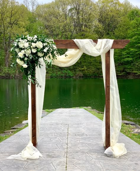 Table Runners With Lights, Wedding Arch Homemade, Backyard Wedding Arbor Ideas, Wedding Outdoor Alter Ideas, Rustic Wedding Arbor Outdoor Ceremony, Rustic Wedding Arbor Decorations, Wedding Arch Rustic Outdoor Ceremony, Wedding Arch Cheap, Garden Arbor Wedding Arch