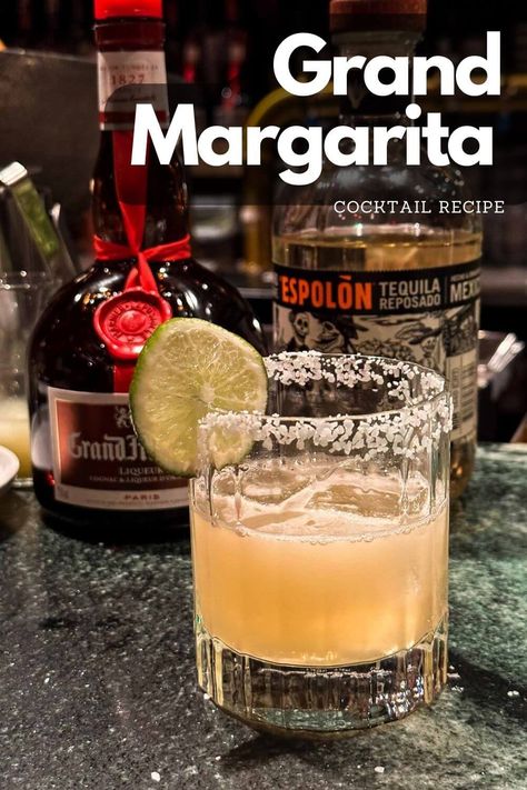 Margarita Recipes With Grand Marnier, Margarita With Grand Marnier, Texas Margarita Recipe, Grand Marnier Drinks, Espolon Tequila, Fun Party Drinks, Mezcal Margarita, Tropical Cocktails, Margarita Drink