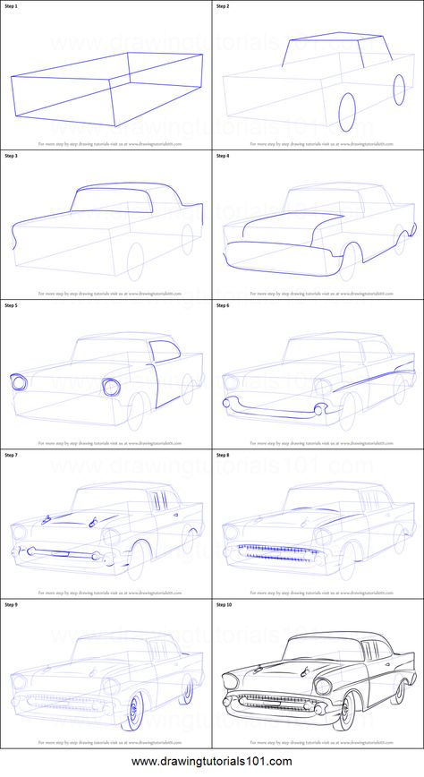 Car Drawing Pencil, Preppy Car, Drawing Instructions, 1957 Chevy Bel Air, Perspective Drawing Lessons, Drawing Sheet, 1957 Chevy, Cool Car Drawings, Industrial Design Sketch