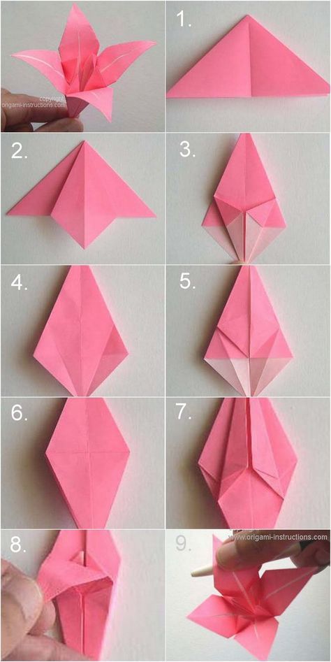 DIY Paper Origami Lily Vintage Wedding Corsages & Boutonnières | Confetti Daydreams Origami Návody, Paper Origami Flowers, Origami Lily, Kraf Kertas, Tutorial Origami, Origami Patterns, Folding Origami, Instruções Origami, Origami Butterfly