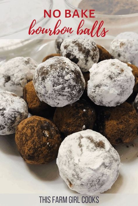 This easy no bake boozy bourbon balls recipe is one of the best old fashioned Christmas treats! Chocolate, Kentucky bourbon, vanilla wafers and pecans are in this holiday cookie. Check out my tips to make them in advance, too! #bourbon #bourbonballs #holiday #christmas #oldfashionedrecipe #chocolate #cookies #christmascookies Holiday Cooking Christmas, Butterscotch Haystacks, Bourbon Balls Recipe, Bourbon Balls, Boozy Desserts, Amazing Desserts, Kentucky Bourbon, Easy No Bake, Bliss Balls