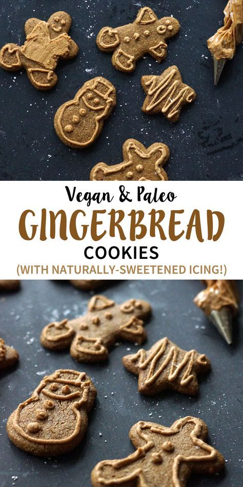 Paleo Gingerbread Cookies, Healthy Gingerbread Cookies, Paleo Gingerbread, Healthy Gingerbread, Easy Gingerbread Cookies, Best Gingerbread Cookies, Vegan Christmas Cookies, Vegan Gingerbread, Vegan Christmas Recipes