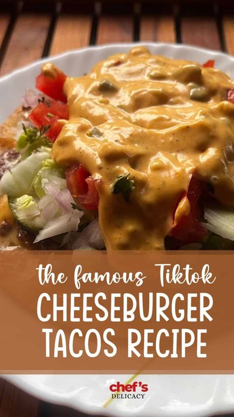 The Famous Tiktok Cheeseburger Tacos Recipe— Crispy, Crunchy, And Cheesy - Chef's Delicacy Easy Dinner Low Carb, Cheeseburger Tacos, Healthy Meal Choices, Smash Burger Tacos, Low Carb High Protein Meals, Diet Food Ideas, Smash Burger Recipe, Burger Tacos, Dinner Low Carb