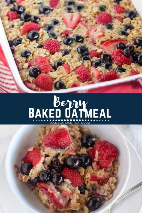 Berry Baked Oatmeal, Healthy Filling Breakfast, Recipe Oatmeal, Baked Oatmeal Healthy, Baked Oatmeal Recipe, Plats Healthy, Baked Oatmeal Recipes, Frozen Berries, Grab And Go Breakfast