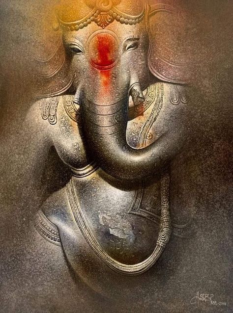 Amit Bhar, Heritage Painting, Ganesha Art Illustration, Om Gam Ganapataye Namaha, Ganesha Drawing, Ganesh Art Paintings, Shri Ganesh Images, Art College, Indian Sculpture