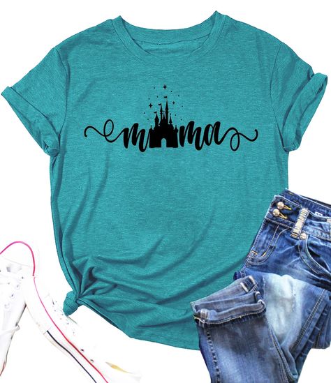 PRICES MAY VARY. Cute Mama Design : Mom shirts for women, magic kingdom tee shirt for mama, cute mama t-shirts, kingdom castle printed tshirts, mom clothes, mothers gift tee tops, the summer short sleeve tshirt and causal loose fit blouse tops will make you love it. Fashion Mama Life : This magic kingdom mama shirts is easily match your skirts, shorts, jeans, boots and so on, and you can also matching with anything your favorite, it's will makes you fashionable and charming. Occasion : This casu Cricut Disney Shirts, Mom Shirts Funny, Mama T Shirts, Kingdom Castle, Printed Tshirts, Magical Castle, Mom Clothes, Mother Clothing, Mama Design