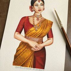 fashion illustrations (@illustrations_fsahion6) • Instagram photos and videos Southindia Jewellery, Dushara Vijayan, Dress Illustration Art, Bride Fashion Illustration, Fashion Illustration Poses, Pune Maharashtra, Fashion Illustration Tutorial, Fashion Illustration Collage, Fashion Design Books