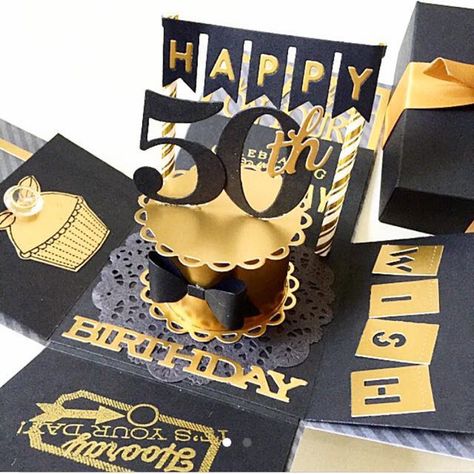 Carousell - Snap to List, Chat to Buy 50th Birthday Handmade Gifts, Birthday Box Card Ideas, Happy Birthday Box Ideas, Birthday Card Box Ideas, Birthday Explosion Box Ideas, Birthday Explosion Box, Exploding Gift Box, 50th Birthday Card, Card For Birthday