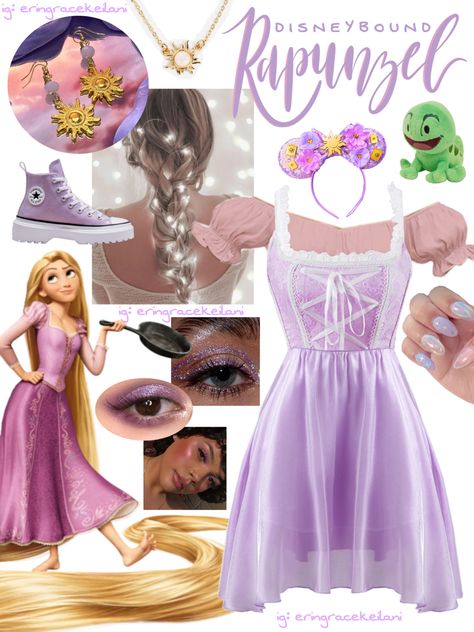 Rapunzel Inspired Outfit Casual, Rapunzel Outfit Ideas, Rapunzel Costume Women, Modern Princess Outfits, Rapunzel Disneybound, Rapunzel Outfit, Disney Princess Inspired Outfits, Disney Bound Outfits Casual, Carnaval Outfit