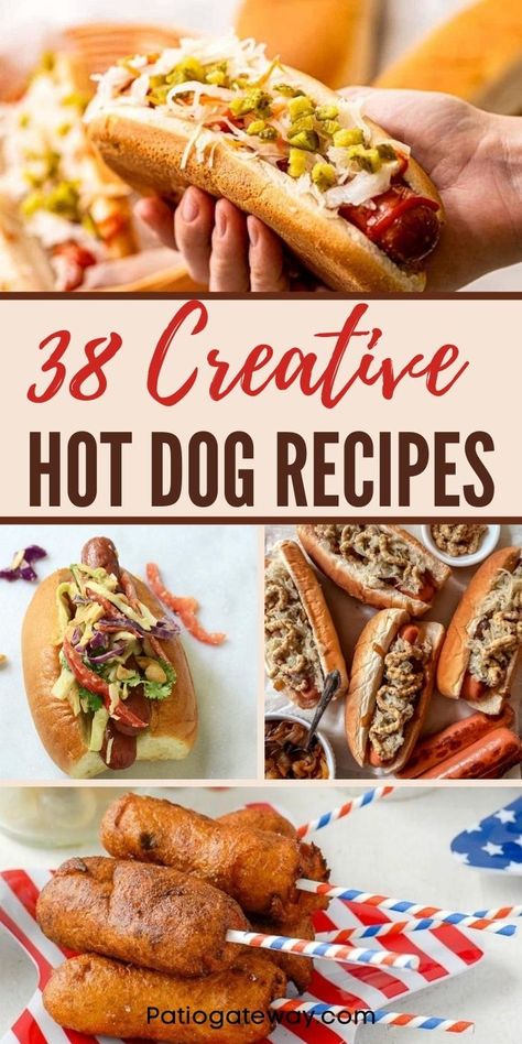 Creative Hot Dog Recipes for Backyard Grilling | Hot Dog Recipes | Backyard Grilling | Creative Hot Dog Recipes | Recipes for Backyard Grilling #CreativeHotDogs #HotDogRecipes #BackyardGrilling #Recipes #CreativeHotDogRecipes #HotDogRecipes Healthy Hotdogs Recipes, Hot Dog Biscuits, Hot Dog Seasoning, Hot Dog Combinations, Hot Dog Types, Chicago Style Hot Dog Recipe, Loaded Hotdogs Recipes, Hot Dog Dinner Recipes, Special Hot Dogs