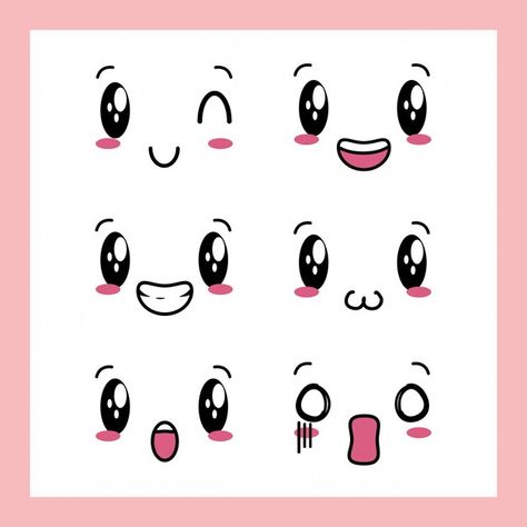 Ensemble de 6 motifs d'expressions kawai... | Free Vector #Freepik #freevector #amour #personnage #dessin-anime #comique Cartoon Face Expressions, Face Expressions Drawing, Kawaii Expressions, Expressions Drawing, Happy Teachers Day Card, Cartoon Faces Expressions, Pop Art Background, Zestaw Ikon, Teachers Day Card