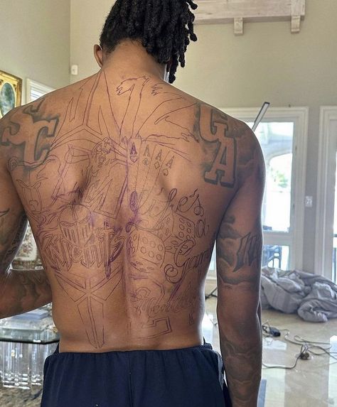 Kai Cenat Tattoo, Ja Morant Tattoo, Back Tats, Black Men Fashion Swag, Dope Art, Black Men Fashion, Back Tattoo, Future Husband, Men Fashion