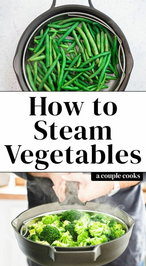 Here's how to steam vegetables to get them on the table fast! Use this method to avoid soggy & bland veggies: they're crisp tender and delicious every time. #steamed #howto #sidedish #vegetables How To Steam Vegetables, Steam Vegetables Recipes, Steamed Recipes, Steaming Vegetables, Steam Vegetables, Light Lunches, Health Meals, Steamed Veggies, A Couple Cooks