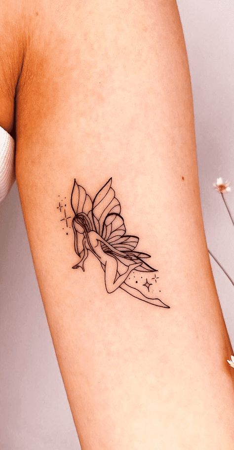 Fairy Of Shampoo Tattoo, Black Woman Fairy Tattoo, Fairy Tattoo With Color, Water Fairy Tattoo Designs, Pixie Tattoo Designs, 2 Fairies Tattoo, Fairy Garden Sleeve Tattoo, Pixie Fairy Tattoo Ideas, Small Fairy Tattoos Simple