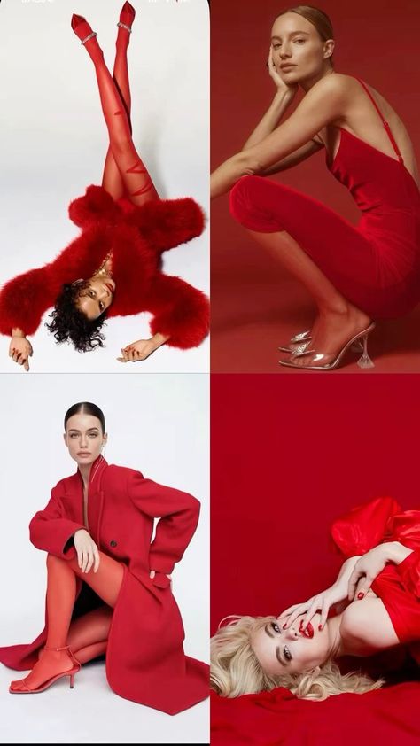 Red Dress Editorial Shoot, Valentine Fashion Campaign, Red And Pink Photoshoot, Red Photoshoot Aesthetic, Red Black White Aesthetic, Red Outfit Photoshoot, Red Backdrop Photoshoot, Red Background Photoshoot, Studio Lighting Photography