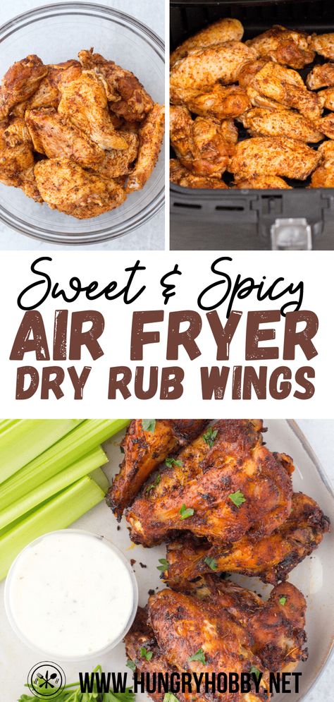 Sweet and spicy dry rub air fryer chicken wings are easy to make, crispy, packed with flavor, and perfect to eat with any dipping or wing sauce you love. Dry Rub Wings, Trader Joes Recipes Healthy, Air Fryer Recipes Chicken Wings, Chicken Wing Seasoning, Dry Rub Chicken Wings, Air Fryer Wings, Wing Sauce Recipes, Sweet And Spicy Chicken, Spicy Wings