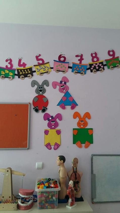 School Decor Ideas :) - Activities For Kids | Facebook Shapes Decorations Classroom, Preschool Decor, Daycare Decor, School Board Decoration, Preschool Classroom Decor, Shapes Preschool, Preschool Art Activities, Shapes Activities, Board Decoration