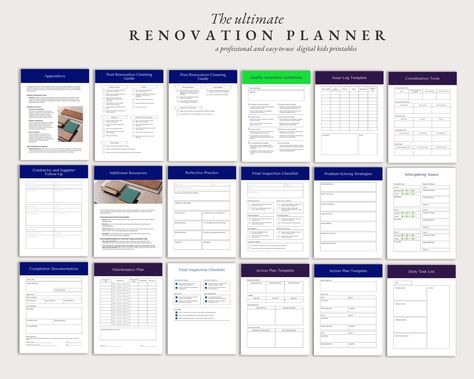 Renovation Planner Journal, Home Improvement Organizer, House Project Tracker, Project Planner, DIY Planner by CNRDigitalStudio on Etsy Project Tracker, Renovation Planner, Diy Agenda, Problem Solving Strategies, Planner Diy, Action Plan Template, Reflective Practice, Project Organization, Project Planner