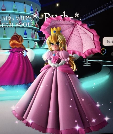 Royal High Princess Peach, Royale High Princess Peach, Princess Peach Roblox Avatar, Video Game Character Royale High, Princess Peach Royale High, Sunset Island Royale High Outfits, Rh Sunset Island Outfits, Royale High Princess, Royal High Sunset Island Outfits