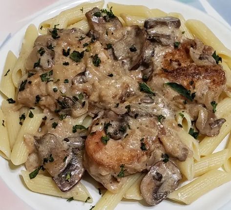 Pork Tenderloin in Creamy Mushroom Sauce - everybodylovesitalian.com Caramelized Onions And Mushrooms, Pork Medallions, Creamy Mushroom Sauce, Pasta Ingredients, Creamy Mushrooms, Mushroom Sauce, Pork Tenderloin, Authentic Italian, Creamy Sauce