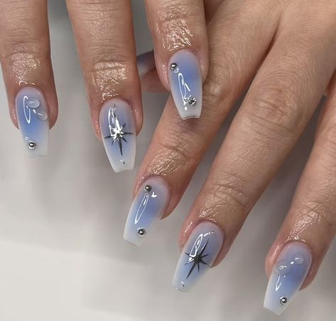 Dark Blue Nails For Prom, Blue Nails Y2k, Masquerade Nails, Celeste Aesthetic, Winter Nail Art Designs, Quince Nails, Blue Gel Nails, Dark Blue Nails, Nyc Nails