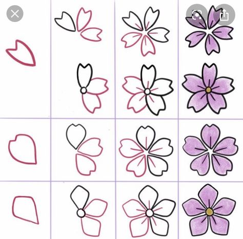 Trin For Trin Tegning, Cherry Blossom Drawing, Cherry Blossom Painting, Flower Drawing Tutorials, Flower Sketches, Sketch Notes, Plant Drawing, Ink Drawings, Sketch Inspiration