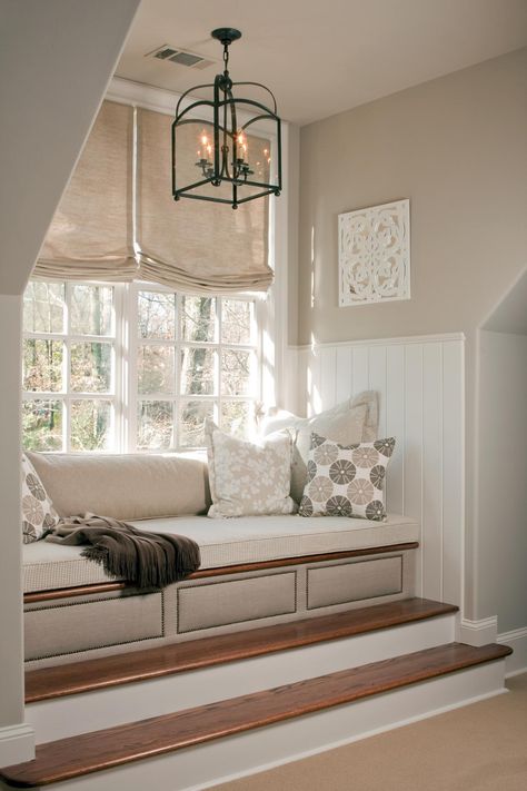 Oversized Dormer Window With Upholstered Daybed | HGTV Window Furnishings, Cozy Window Seat, Window Seat Design, Bedroom Corner, Dormer Windows, 아파트 인테리어, Bedroom Windows, In The Corner, Pool Design