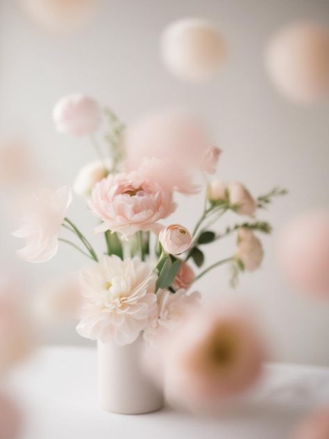 Romantic Flower Arrangements, White Bud Vases, Blush Flowers, Romantic Flowers, Wedding Florals, Bud Vases, Floral Wedding, Pink Flowers, Floral Arrangements