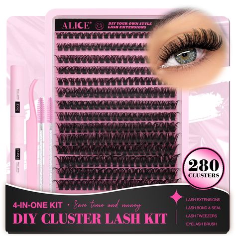 PRICES MAY VARY. 【Get Salon Lash Extension Look at Home】: You can create customized eyelash salon makeup with our individual lashes of different lengths, whether it is a night out with friends, a special occasion or even a working day. You can have the makeup you need anytime, anywhere, spend less money and time! 【DIY Eyelash Extension Kit】: This diy lash extensions kit include 280Pcs lash clusters 10mm-16mm, 10ml lash bond and seal, 1 tweezers，2 lash brush，you can create fox eyes, cat eyes and Lash Extensions Kit, Lash Brush, Makeup You Need, Eyelash Salon, Professional Eyelash Extensions, Lash Extension Kit, Salon Makeup, Lash Clusters, Fox Eyes