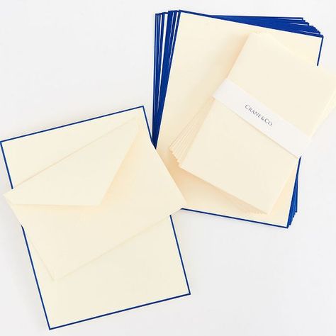 Write a special note with these stationery notes with a regal blue border. Accompanied with matching envelopes. By Crane & Co. Set of 20 Stationary Design Inspiration, Note Pad Design, Luxury Stationery, Stationary Design, Blue Border, Paper Source, Personalized Stationery, Writing Paper, Foil Print