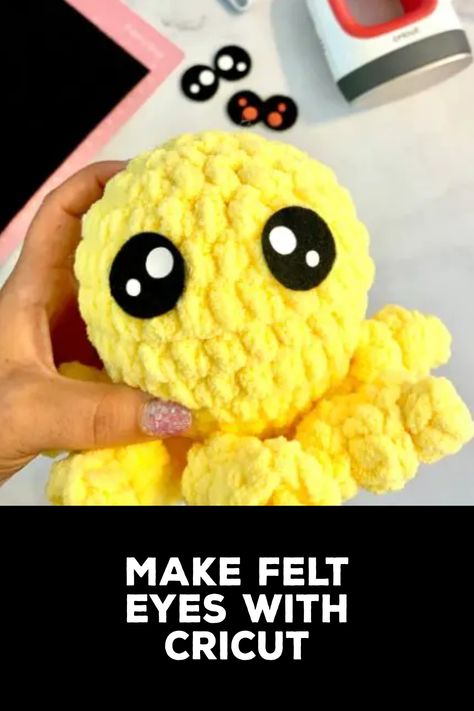 How to Make Felt Eyes With Cricut How To Make Felt Eyes For Amigurumi, Felt Eyes, Machines Fabric, Felt Sheets, Fabric Scissors, Felt Material, Fabric Glue, Smooth Edges, Ideas Creative