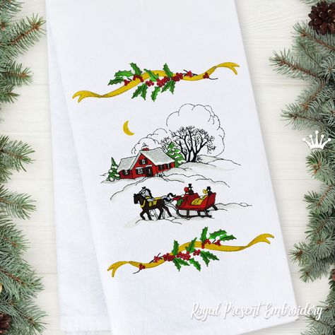 New Arrivals | Royal Present Embroidery Embroidery Christian, Christmas Embroidery Ideas, Embroidery Animals, Machine Embroidery Christmas, Christmas Applique Designs, Carriage Ride, Embroidery Store, Christmas Embroidery Patterns, Christmas Scenery