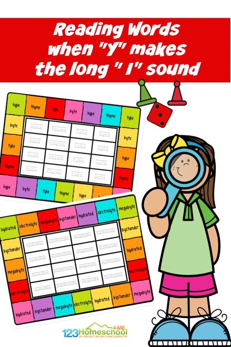 We've got a fun, FREE printable phonics game to help first grade and 2nd grade students work on words with y in the middle. This phonics activity help kids learn how 5 letter word with y in the middle make the long i sound. Simply print the free resource and you are ready to play and learn as kids improve reading and spelling skills. Free Phonics Games, Letter Sounds Activities, Learning Letter Sounds, Sounds Activities, Letter Sound Activities, Phonics Activity, Phonics Free, Magic E, Phonics Games