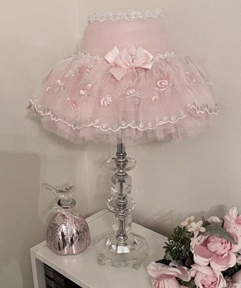 Cute Pink Furniture, Coquette Lamp, Pink Floral Decor, Tutu Style, Rooms Decoration, Pink Lamp, Dream Bedroom Inspiration, Ball Lamp, Pink Room Decor