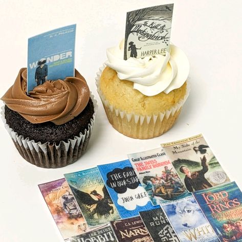 Dessert For Book Club, Book Club Treats, Book Club Themed Snacks, Book Club Cupcakes, Book Club Themed Drinks, Book Club Parties, Book Cupcakes, Edible Paper, Edible Printing