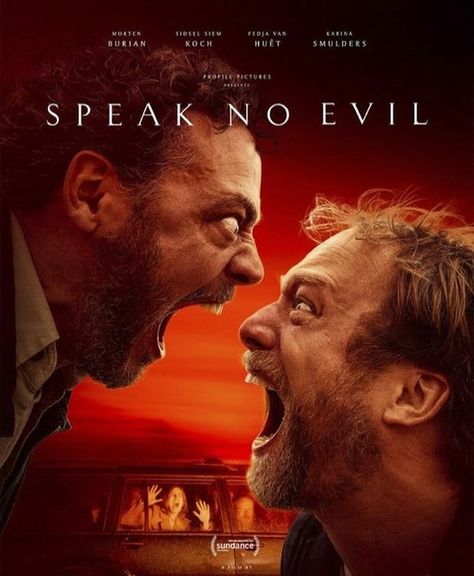 Speak No Evil (2022) Horror/Mystery ‧ 1h 37m Director: Christian Tafdrup #speaknoevil #christiantafdrup #mortenburian #sidselsiemkoch #fedjavanhuet #karinasmulders #livaforsberg #mariusdamslev #movieposter #moviehunters01 Speak No Evil Movie, No Manches Frida, New Hollywood Movies, Speak No Evil, Clarence Thomas, Hollywood Movies, No Evil, English Movies, James Mcavoy