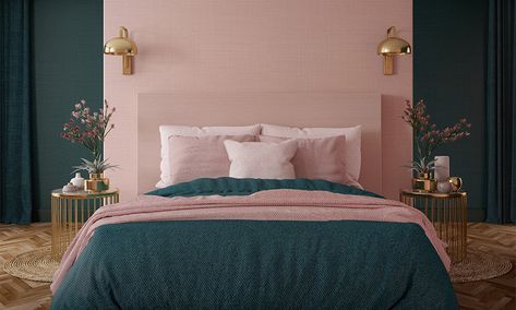 Colour block your pink bedroom design with matching bed and blingy decor accents Pink Bedroom Design, Bedroom Color Combination, Spare Bedroom, Pink Bedroom, Make Your Bed, Soft Light, White Material, Girls Bedroom