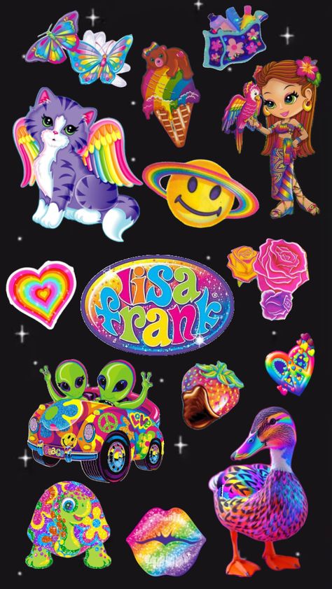 Lisa frank was my childhood 🌈🦄 Lisa Frank Stickers, Mabel Pines, Colorful Aesthetic, 2d Design, Stick And Poke, Girly Tattoos, Lisa Frank, Trunk Or Treat, Kitty Wallpaper