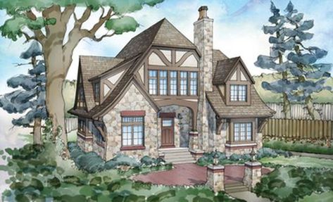 Tudor Style Homes Plans, English Cottage House Plans, Tudor House Plans, Tudor Houses, Tudor Homes, Tudor Cottage, Mediterranean House Plans, European House Plans, Tudor Style Homes