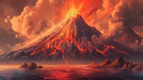 Volcanic Mountain In Eruption. Generative AI stock images Volcanic Mountains, Mountain Images, Vector Background, Photo Image, Stock Images, Stock Photos, Quick Saves