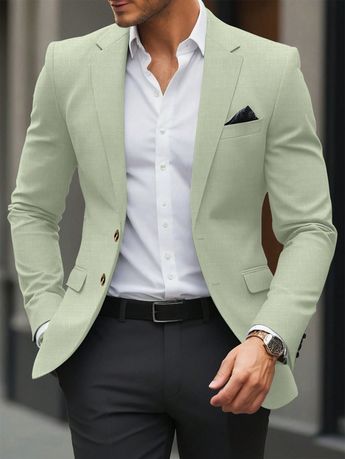 This link only sells blazerMen's Solid Color Simple Daily Wear Long Sleeve Suit Jacket Green Work  Long Sleeve Polyester Colorblock,Plain Regular Non-Stretch  Men Clothing, size features are:Bust: ,Length: ,Sleeve Length: Suits Men Green Colour, Mens Blazer Designs, Colour Combination For Men Outfit, Blazer Design For Men, Suit Colour Combination, Blazer Designs For Men, Green Blazer Outfit Men, Shirt Combination Men, Sport Suit Men