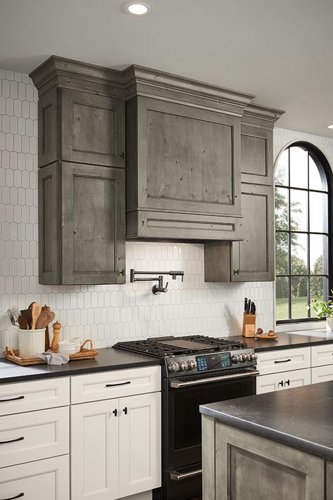 Diamond at Lowes - Wood Hoods and Specialty Products - Wood Hood Canopy Cabinet Samples, Wood Hood, Arch Windows, Hickory Kitchen Cabinets, Hickory Kitchen, Kitchen Cabinet Samples, Black Arch, Maple Kitchen Cabinets, Arch Doorway